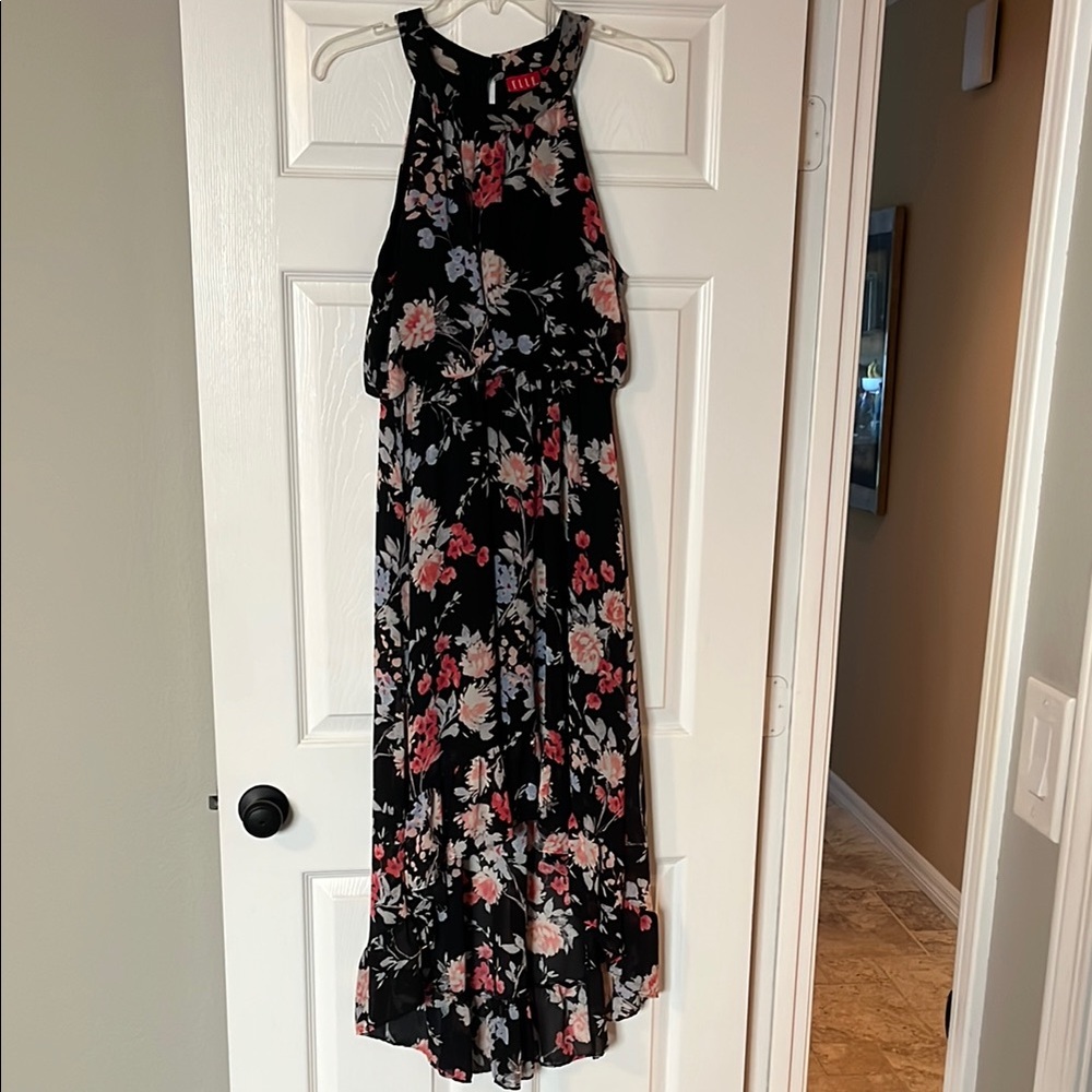 Elle Black Dress with Floral Accents